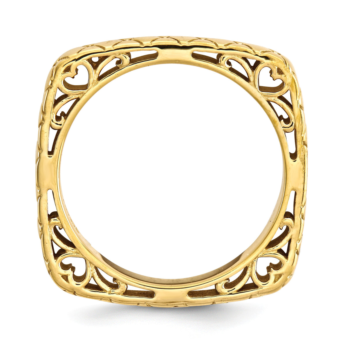 Alternate view of the 2.25mm Stackable 14K Yellow Gold Plated Silver Square Snake Skin Band by The Black Bow Jewelry Co.