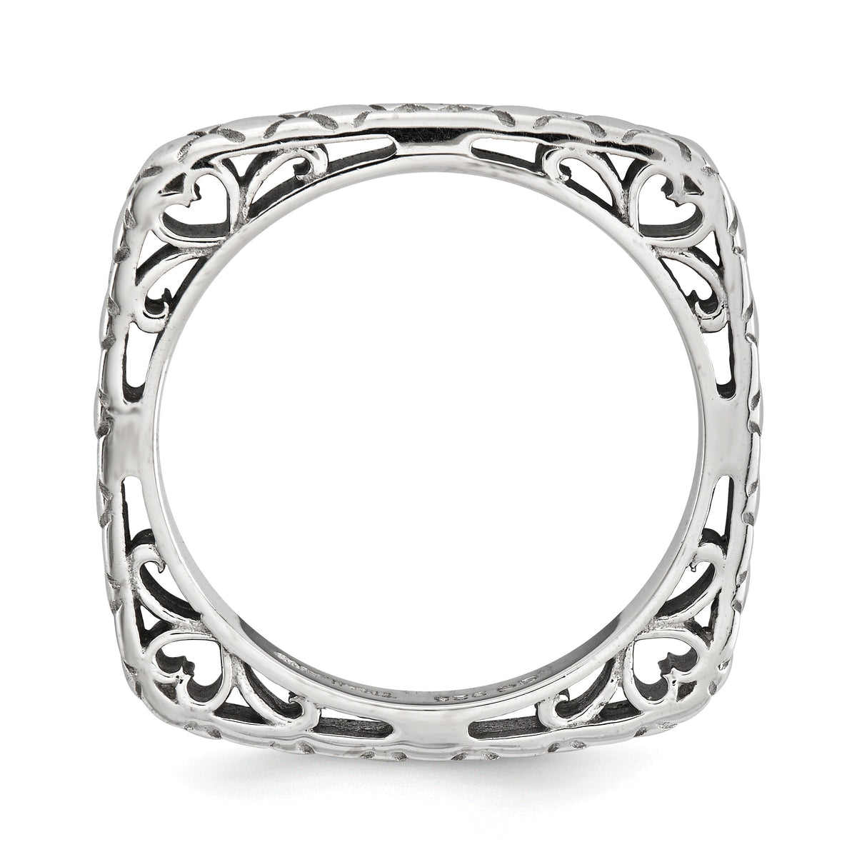 Alternate view of the 2.25mm Stackable Sterling Silver Square Snake Skin Band by The Black Bow Jewelry Co.