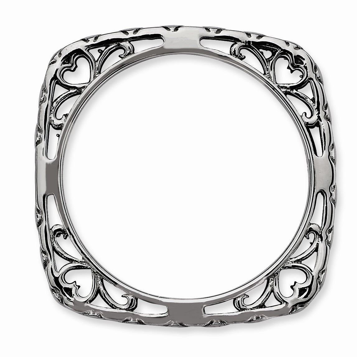 Alternate view of the 2.25mm Stackable Black Plated Silver Square Snake Skin Band by The Black Bow Jewelry Co.