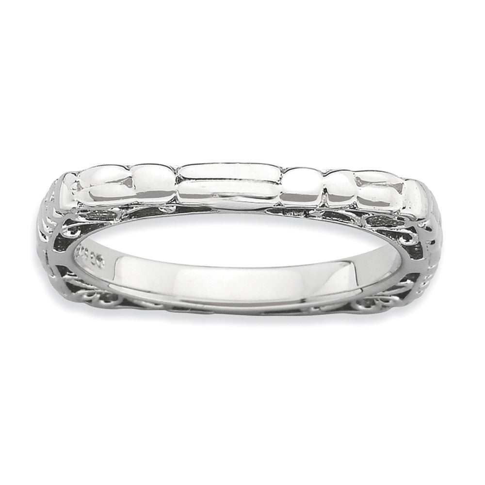 2.25mm Stackable Sterling Silver Square Cobblestone Band, Item R9510 by The Black Bow Jewelry Co.