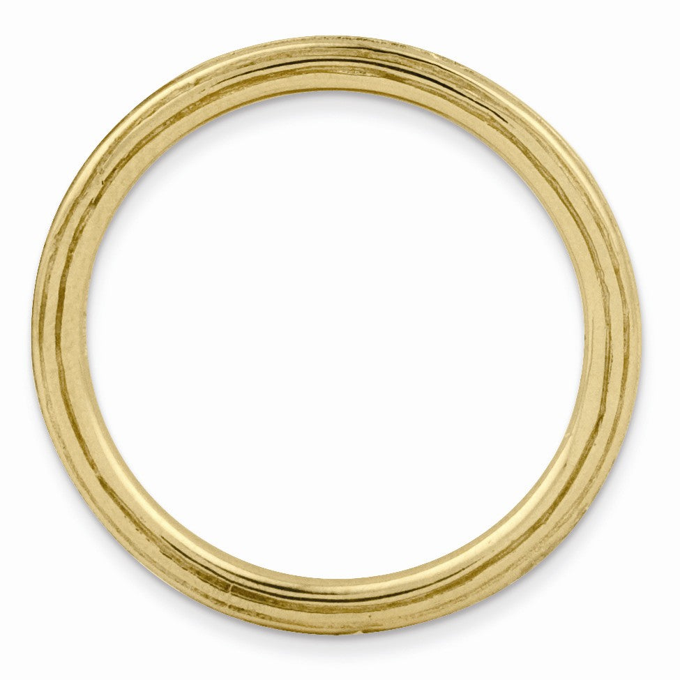 Alternate view of the 1.5mm Stackable 14K Yellow Gold Plated Silver Simply Elegant Band by The Black Bow Jewelry Co.