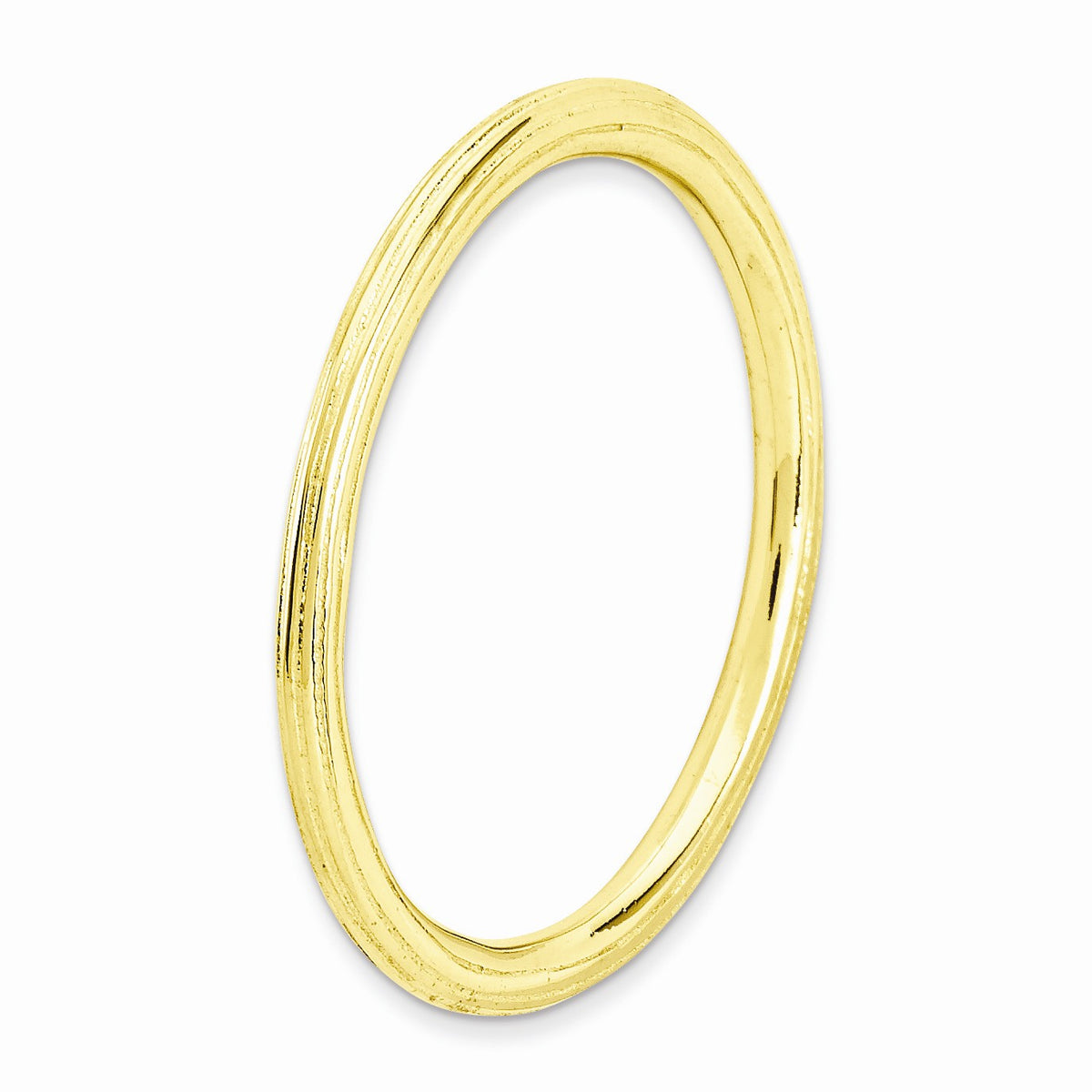 Alternate view of the 1.5mm Stackable 14K Yellow Gold Plated Silver Simply Elegant Band by The Black Bow Jewelry Co.
