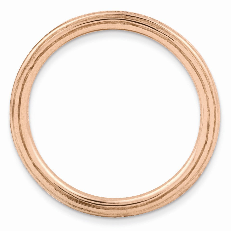 Alternate view of the 1.5mm Stackable 14K Rose Gold Plated Silver Simply Elegant Band by The Black Bow Jewelry Co.