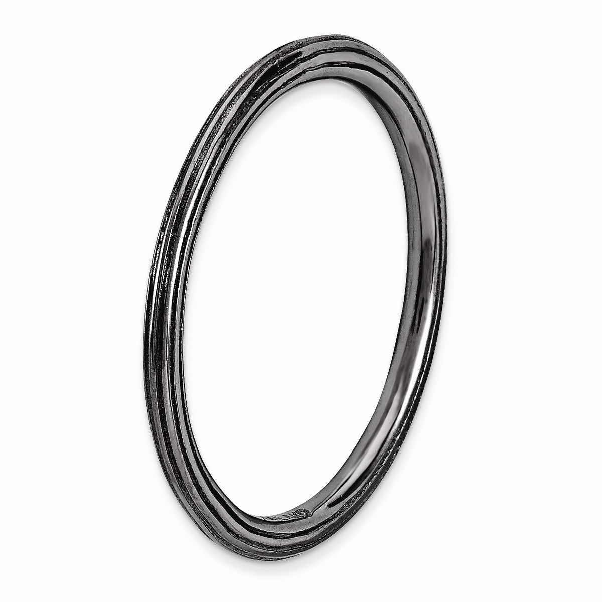 Alternate view of the 1.5mm Stackable Black Plated Silver Simply Elegant Band Size 5 by The Black Bow Jewelry Co.
