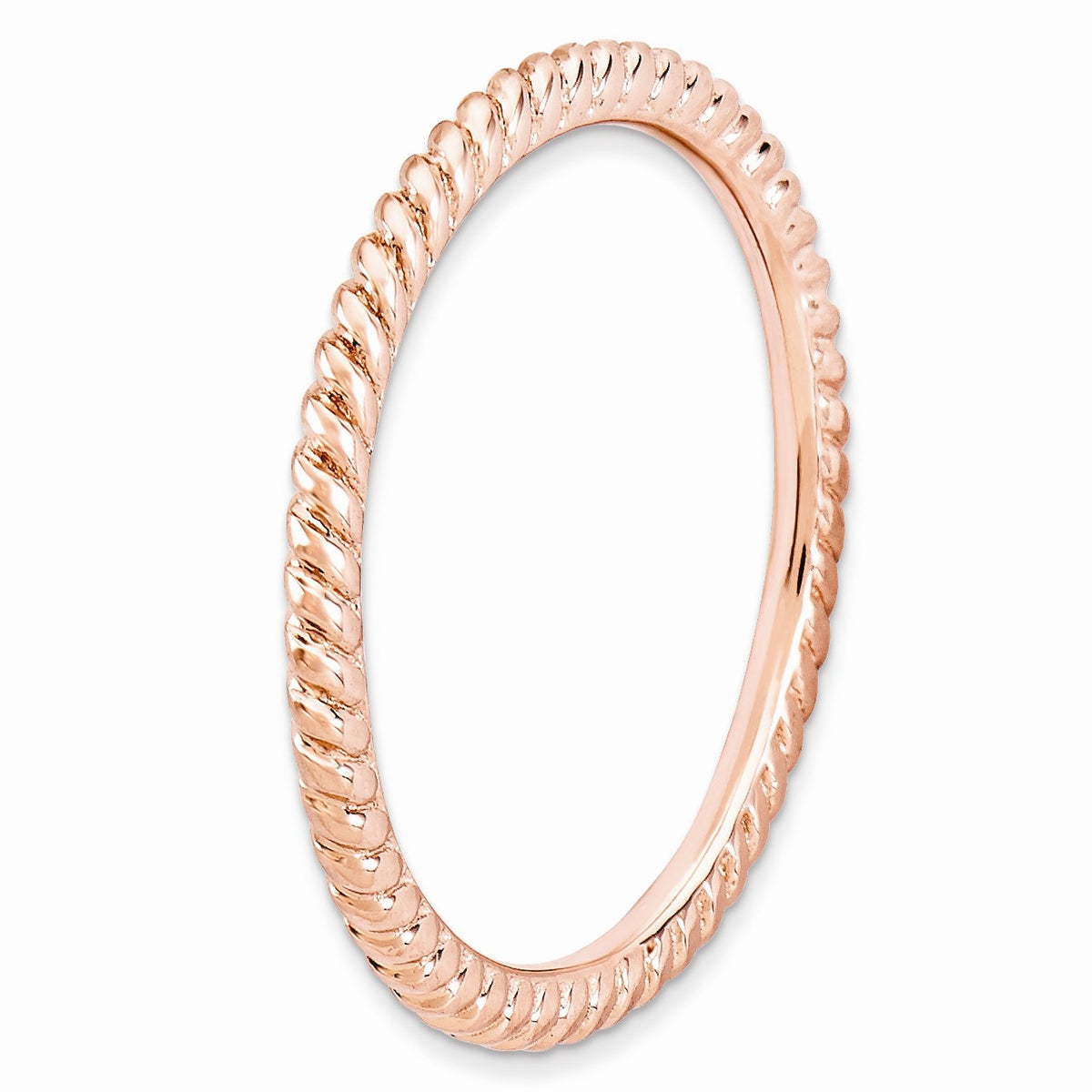 Alternate view of the 1.5mm Stackable 14K Rose Gold Plated Silver Twisted Band by The Black Bow Jewelry Co.