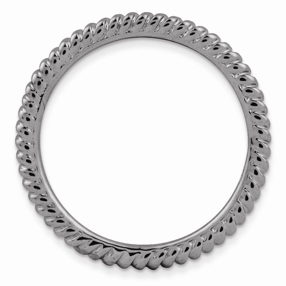 Alternate view of the 1.5mm Stackable Black Plated Silver Twisted Band by The Black Bow Jewelry Co.