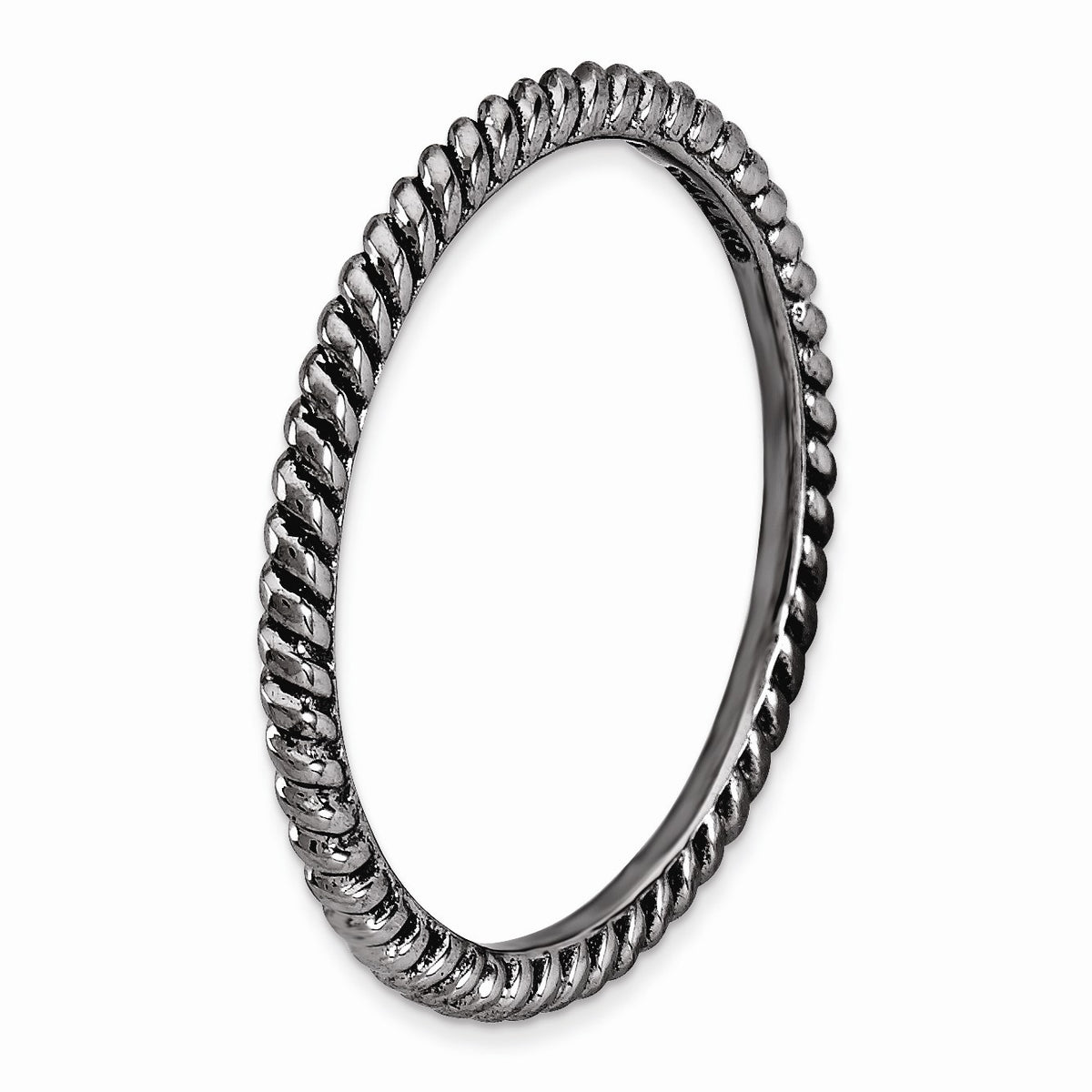 Alternate view of the 1.5mm Stackable Black Plated Silver Twisted Band Size 5 by The Black Bow Jewelry Co.