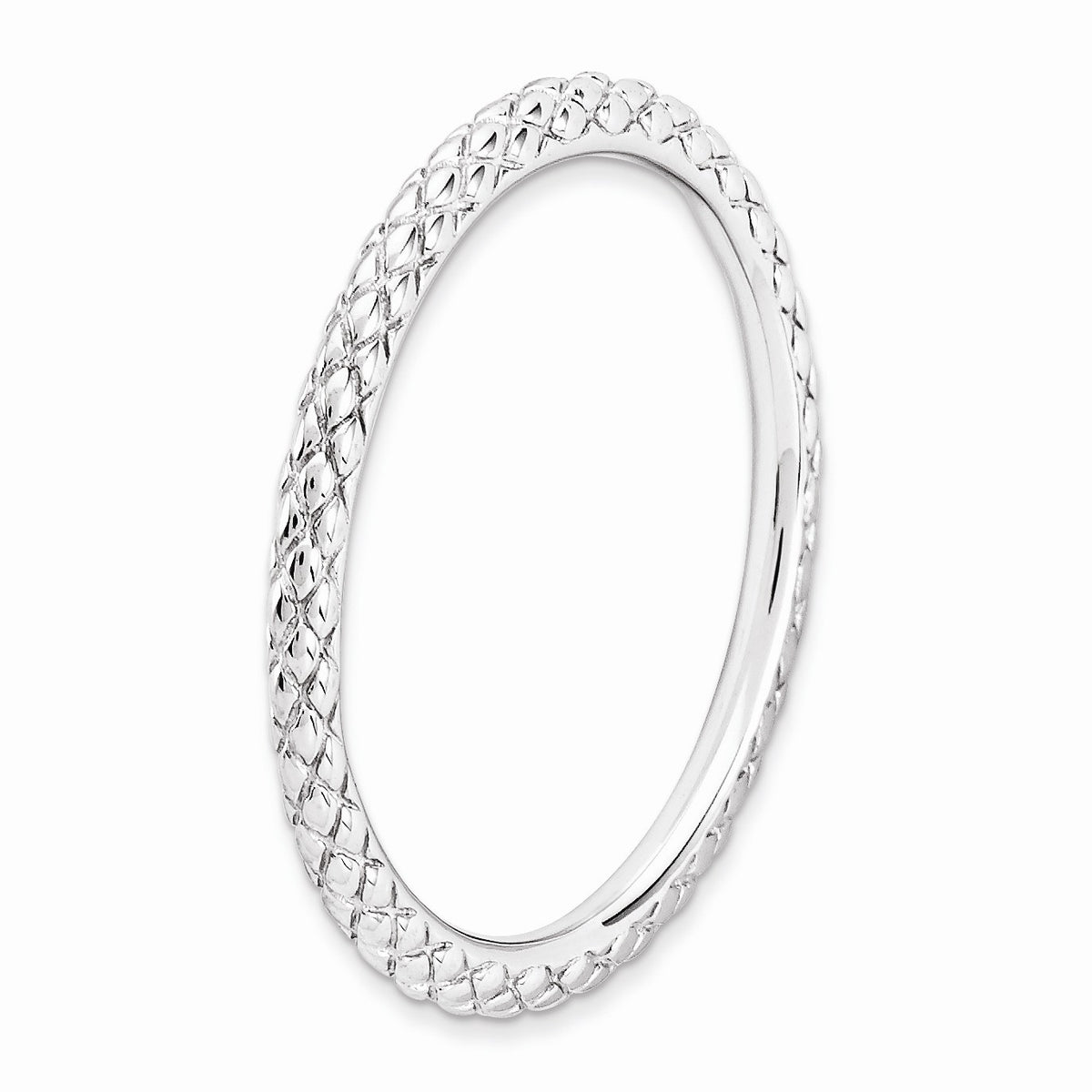 Alternate view of the 1.5mm Stackable Sterling Silver Crisscross Band by The Black Bow Jewelry Co.