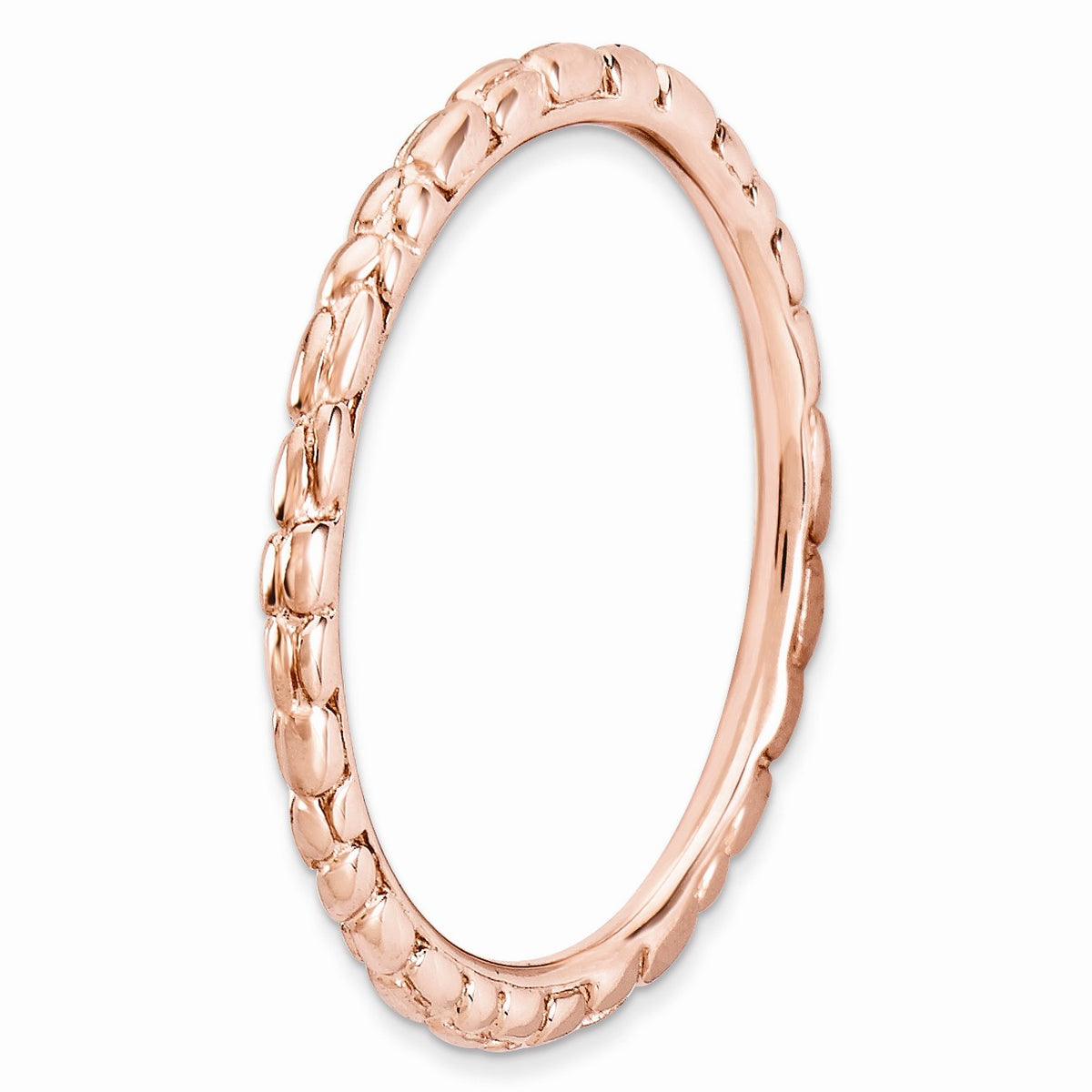 Alternate view of the 1.5mm Stackable 14K Rose Gold Plated Silver Band by The Black Bow Jewelry Co.