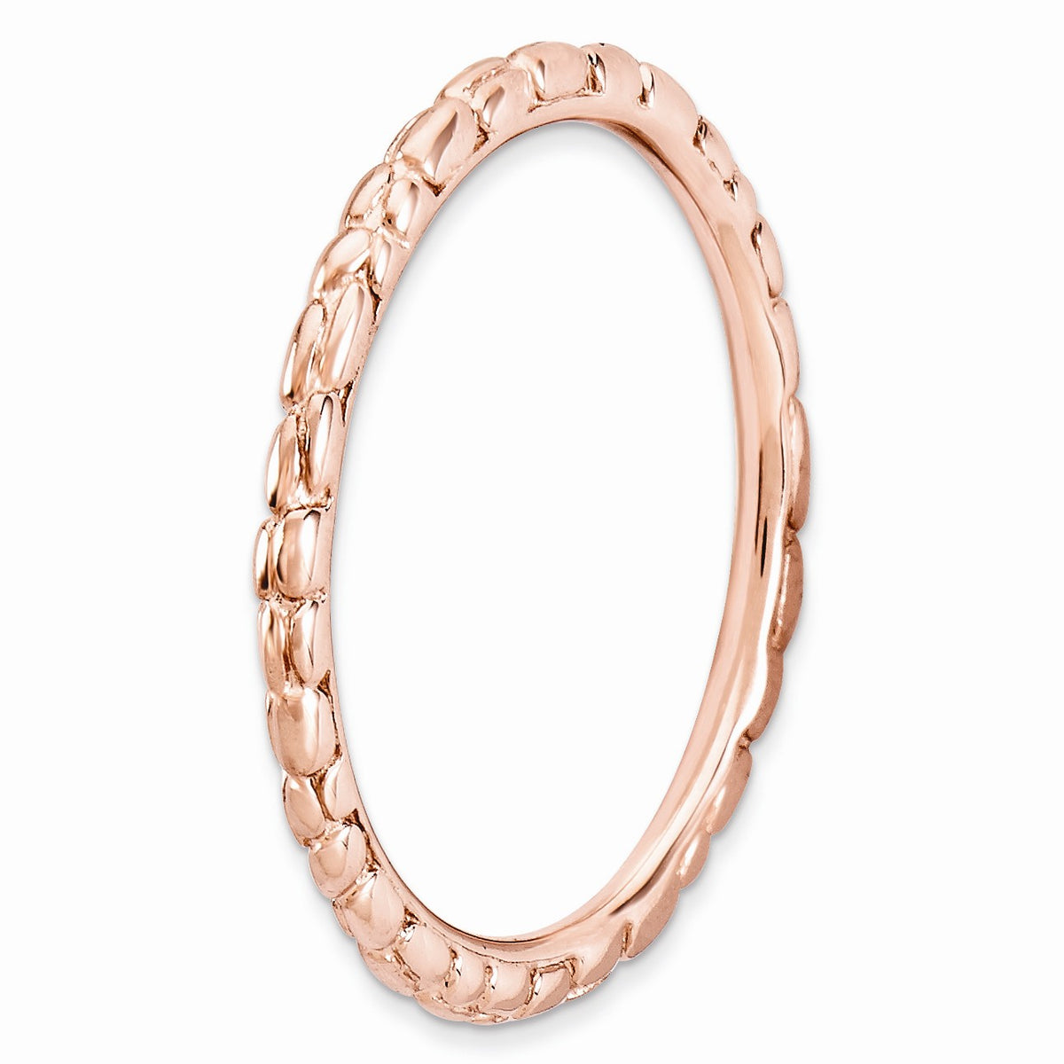 Alternate view of the 1.5mm Stackable 14K Rose Gold Plated Silver Band Size 5 by The Black Bow Jewelry Co.