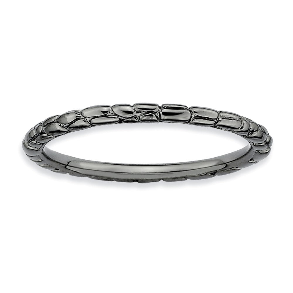 1.5mm Stackable Black Plated Silver Band, Item R9529 by The Black Bow Jewelry Co.