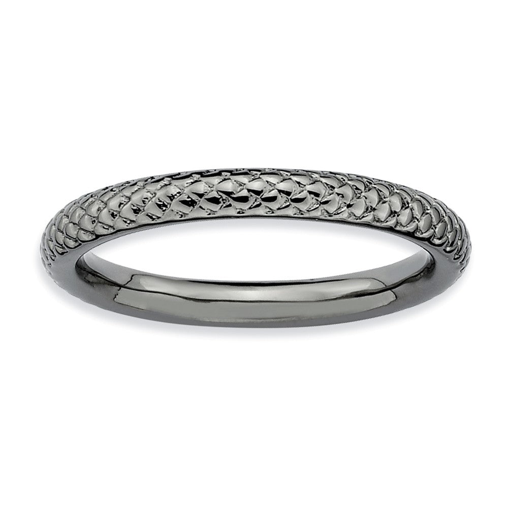 2.25mm Stackable Black Plated Silver Cable Band, Item R9533 by The Black Bow Jewelry Co.