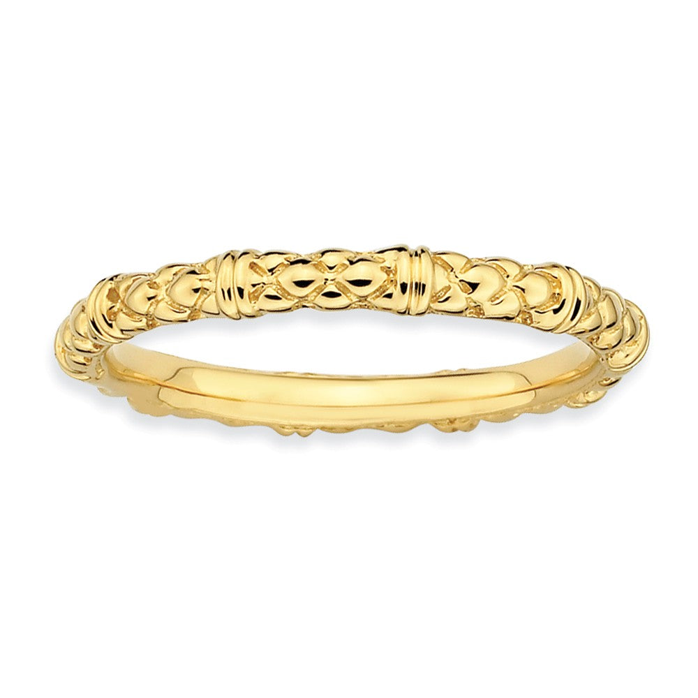 2.25mm Stackable 14K Yellow Gold Plated Silver Popcorn Band, Item R9538 by The Black Bow Jewelry Co.