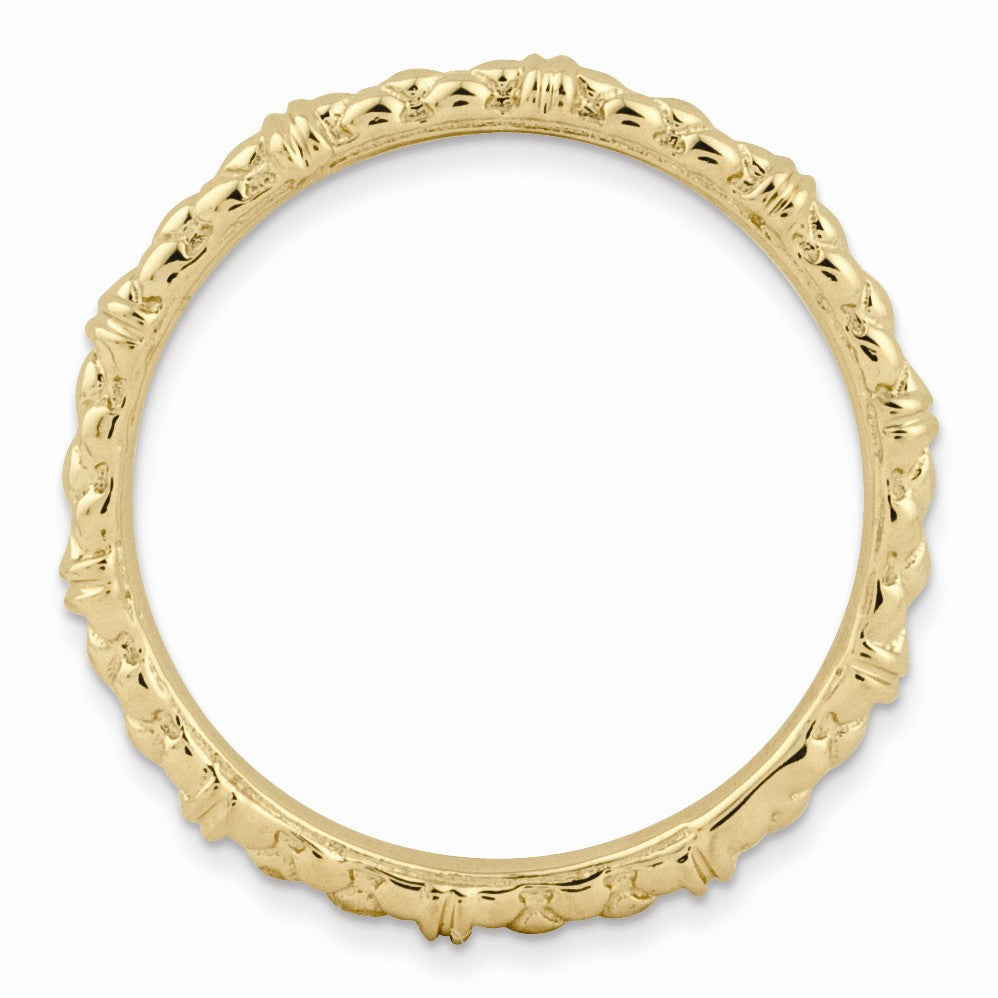 Alternate view of the 2.25mm Stackable 14K Yellow Gold Plated Silver Popcorn Band by The Black Bow Jewelry Co.