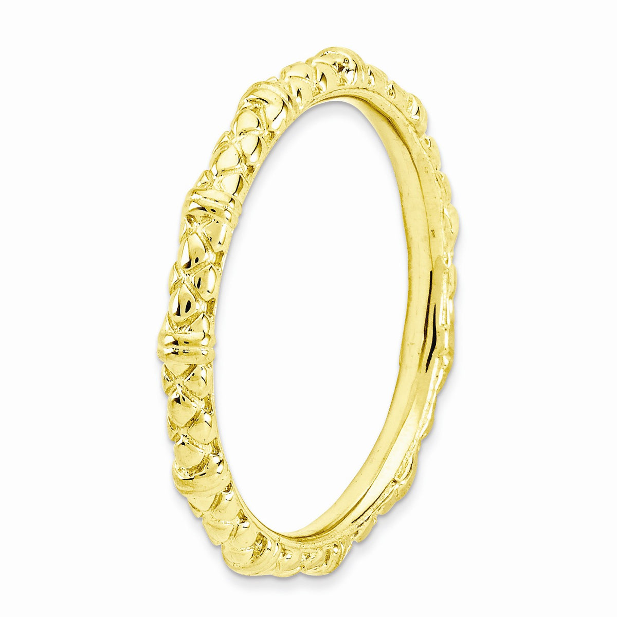 Alternate view of the 2.25mm Stackable 14K Yellow Gold Plated Silver Popcorn Band by The Black Bow Jewelry Co.
