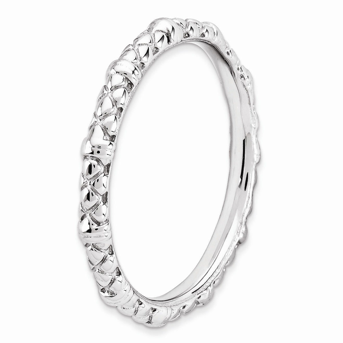 Alternate view of the 2.25mm Stackable Sterling Silver Popcorn Band by The Black Bow Jewelry Co.