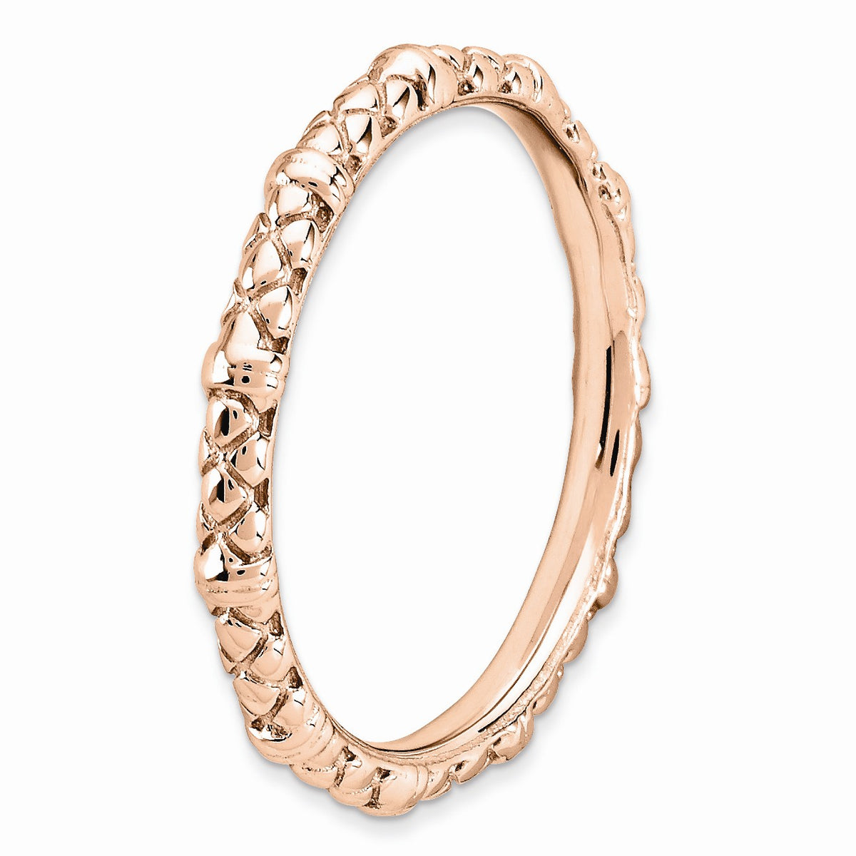 Alternate view of the 2.25mm Stackable 14K Rose Gold Plated Silver Popcorn Band Size 5 by The Black Bow Jewelry Co.