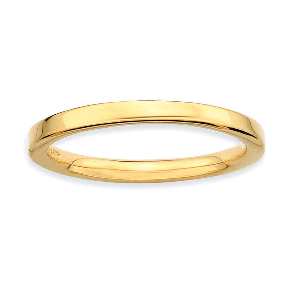 2.25mm Stackable 14K Yellow Gold Plated Silver Semi Rounded Band, Item R9542 by The Black Bow Jewelry Co.