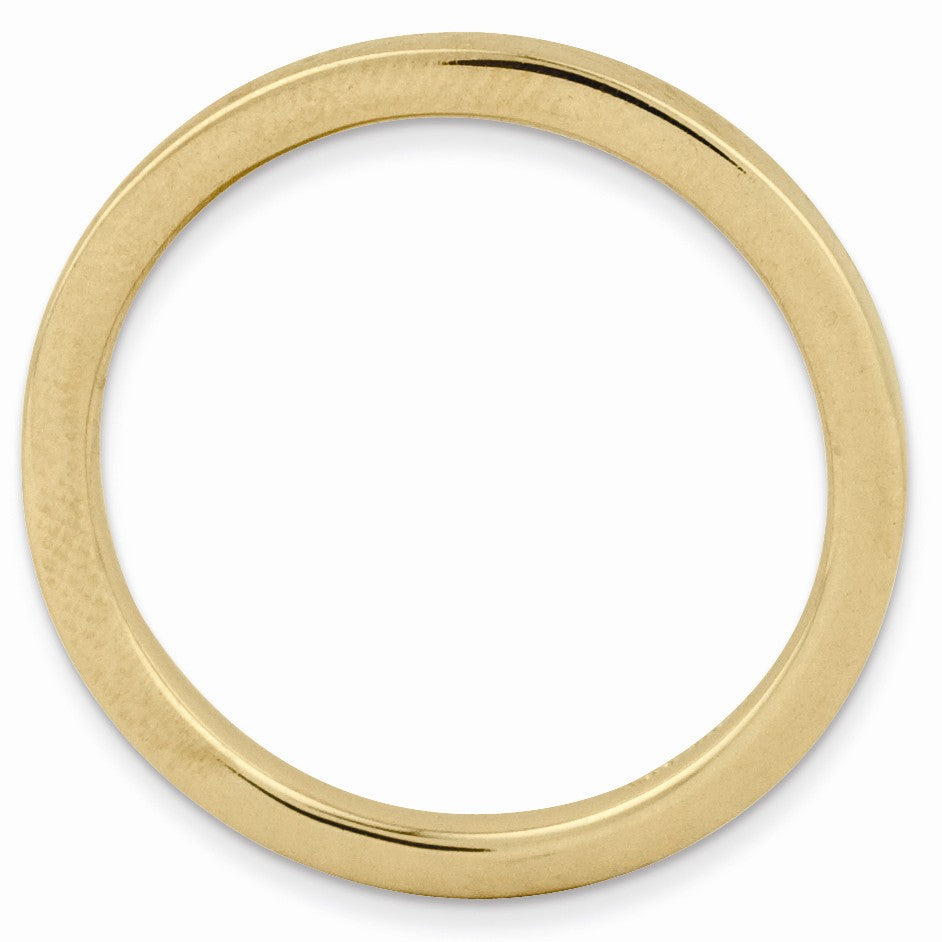 Alternate view of the 2.25mm Stackable 14K Yellow Gold Plated Silver Semi Rounded Band by The Black Bow Jewelry Co.