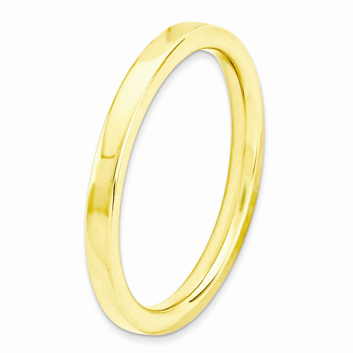 Alternate view of the 2.25mm Stackable 14K Yellow Gold Plated Silver Semi Rounded Band by The Black Bow Jewelry Co.