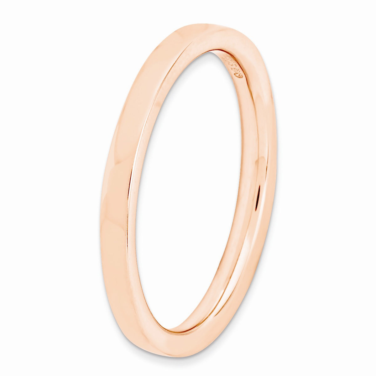 Alternate view of the 2.25mm Stackable 14K Rose Gold Plated Silver Semi Rounded Band Size 5 by The Black Bow Jewelry Co.