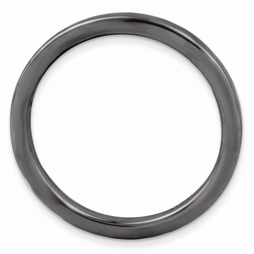 Alternate view of the 2.25mm Stackable Black Plated Silver Semi Rounded Band by The Black Bow Jewelry Co.