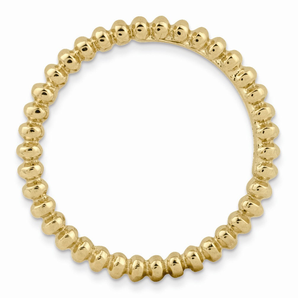 Alternate view of the 2.25mm Stackable 14K Yellow Gold Plated Silver Beaded Band by The Black Bow Jewelry Co.