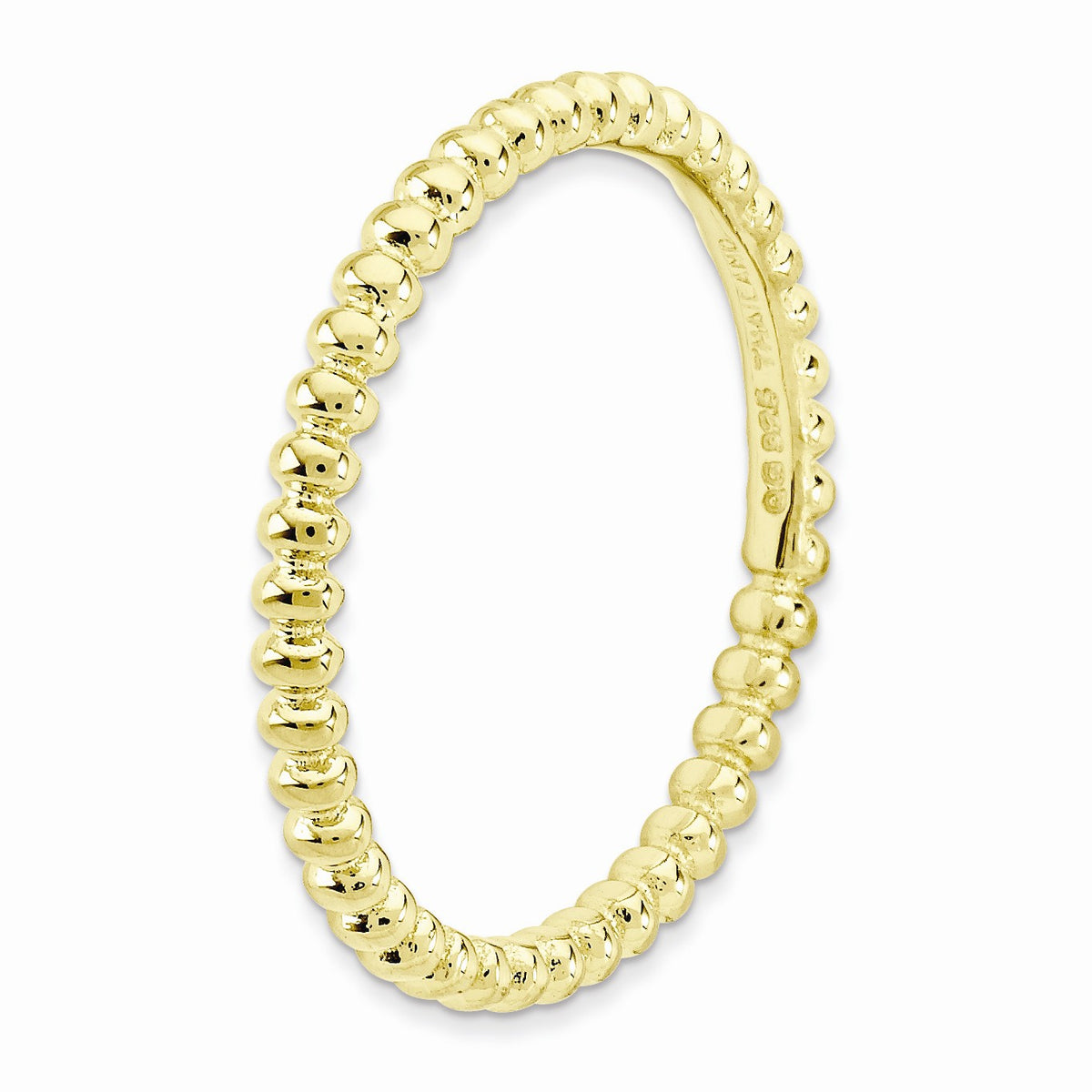 Alternate view of the 2.25mm Stackable 14K Yellow Gold Plated Silver Beaded Band Size 5 by The Black Bow Jewelry Co.