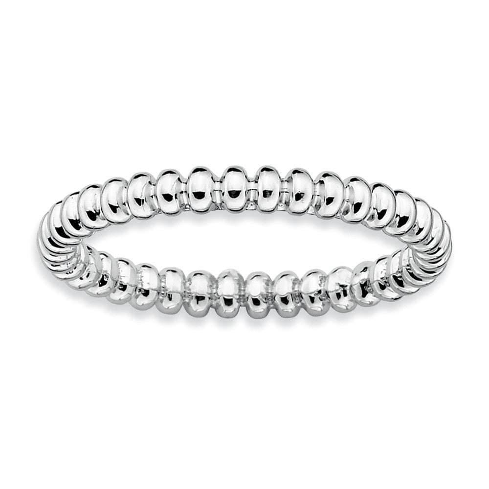 2.25mm Stackable Sterling Silver Beaded Band, Item R9551 by The Black Bow Jewelry Co.