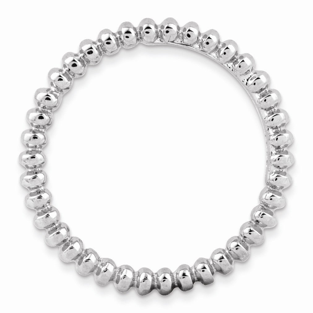 Alternate view of the 2.25mm Stackable Sterling Silver Beaded Band by The Black Bow Jewelry Co.