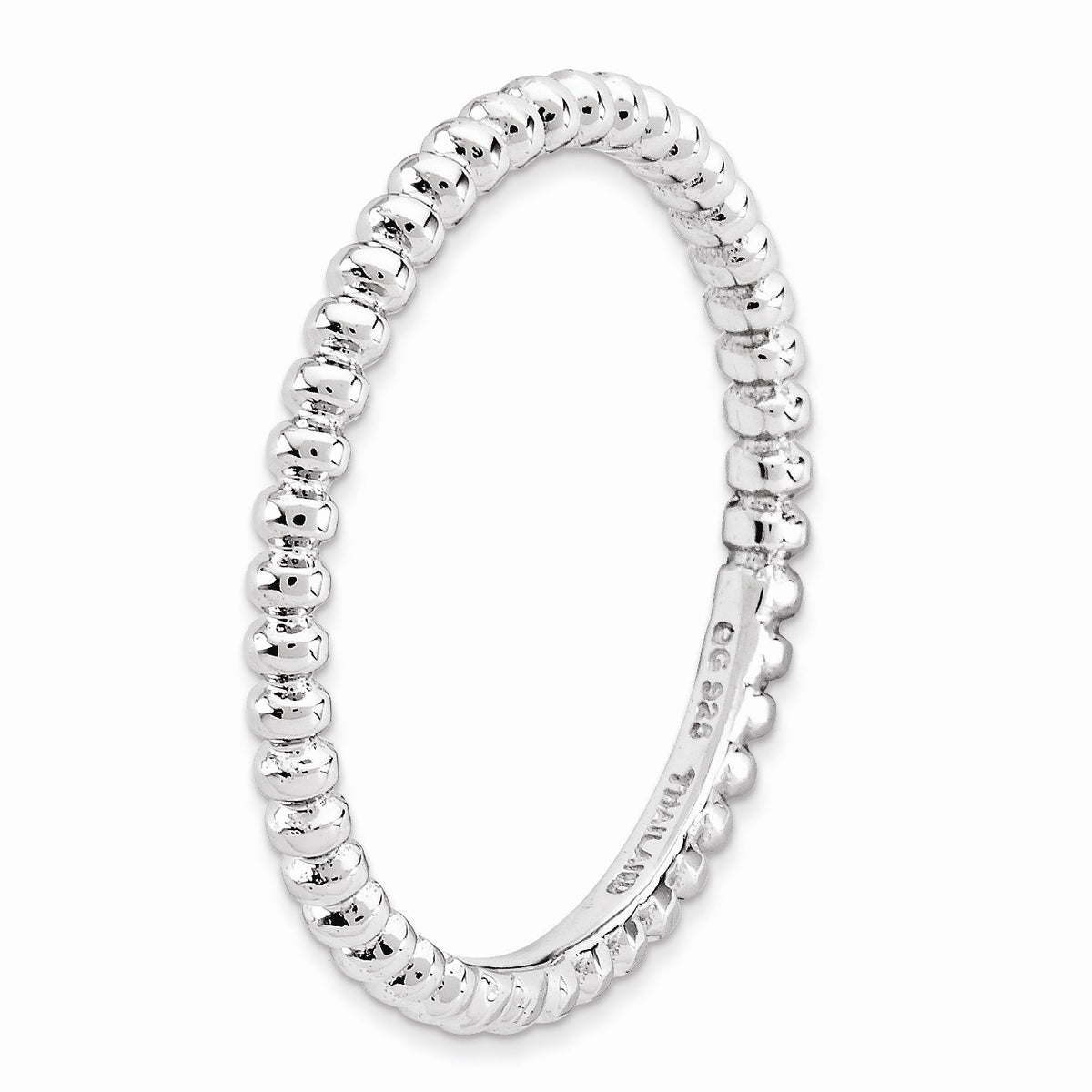 Alternate view of the 2.25mm Stackable Sterling Silver Beaded Band by The Black Bow Jewelry Co.