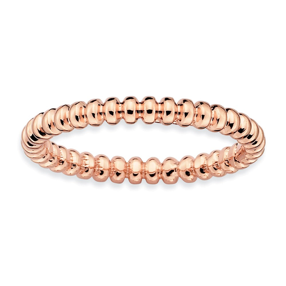2.25mm Stackable 14K Rose Gold Plated Silver Beaded Band, Item R9552 by The Black Bow Jewelry Co.