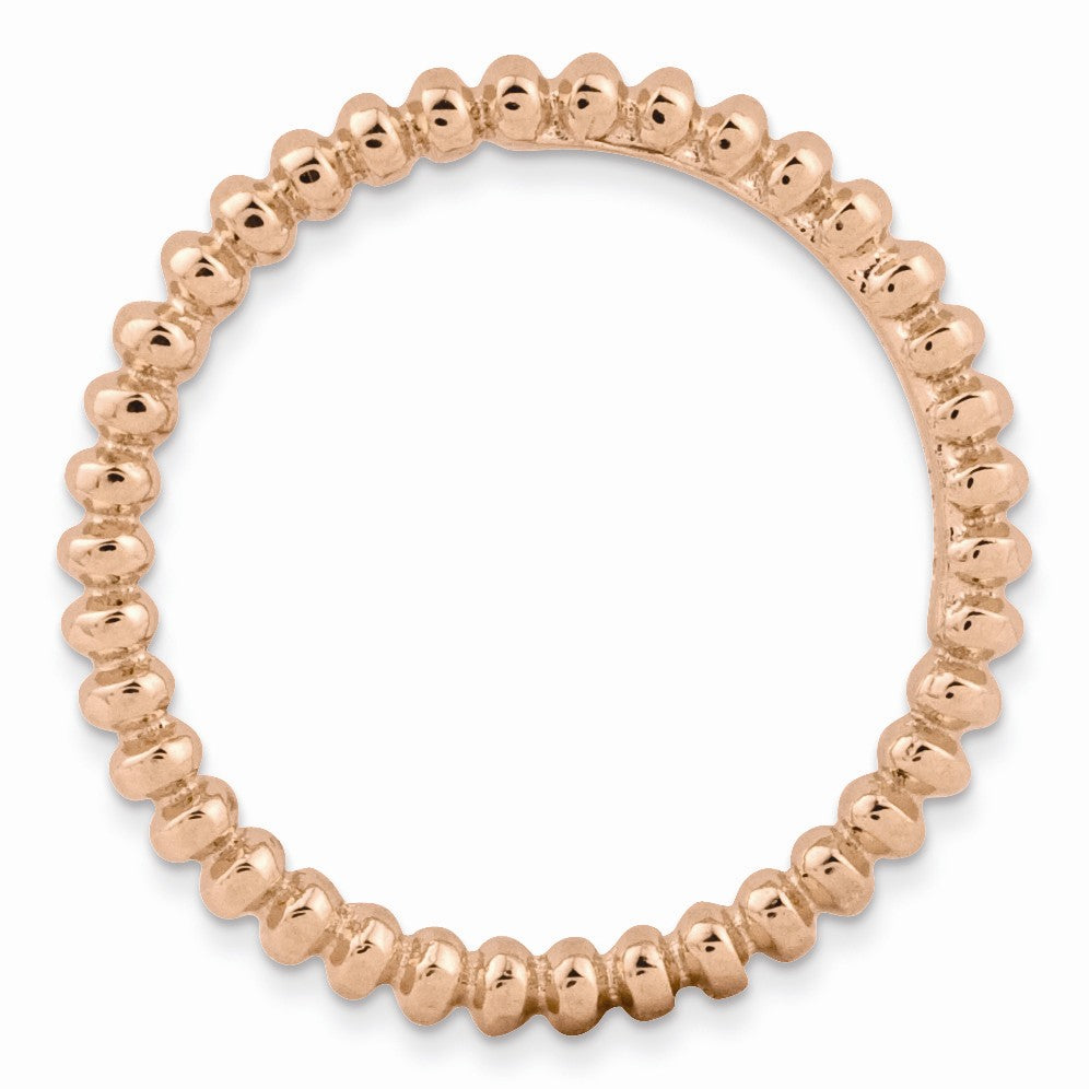 Alternate view of the 2.25mm Stackable 14K Rose Gold Plated Silver Beaded Band by The Black Bow Jewelry Co.