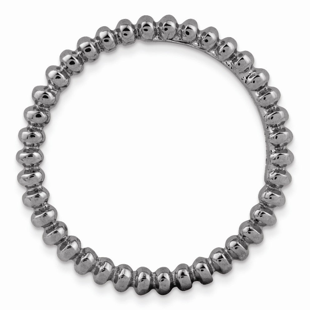 Alternate view of the 2.25mm Stackable Black Plated Silver Beaded Band by The Black Bow Jewelry Co.