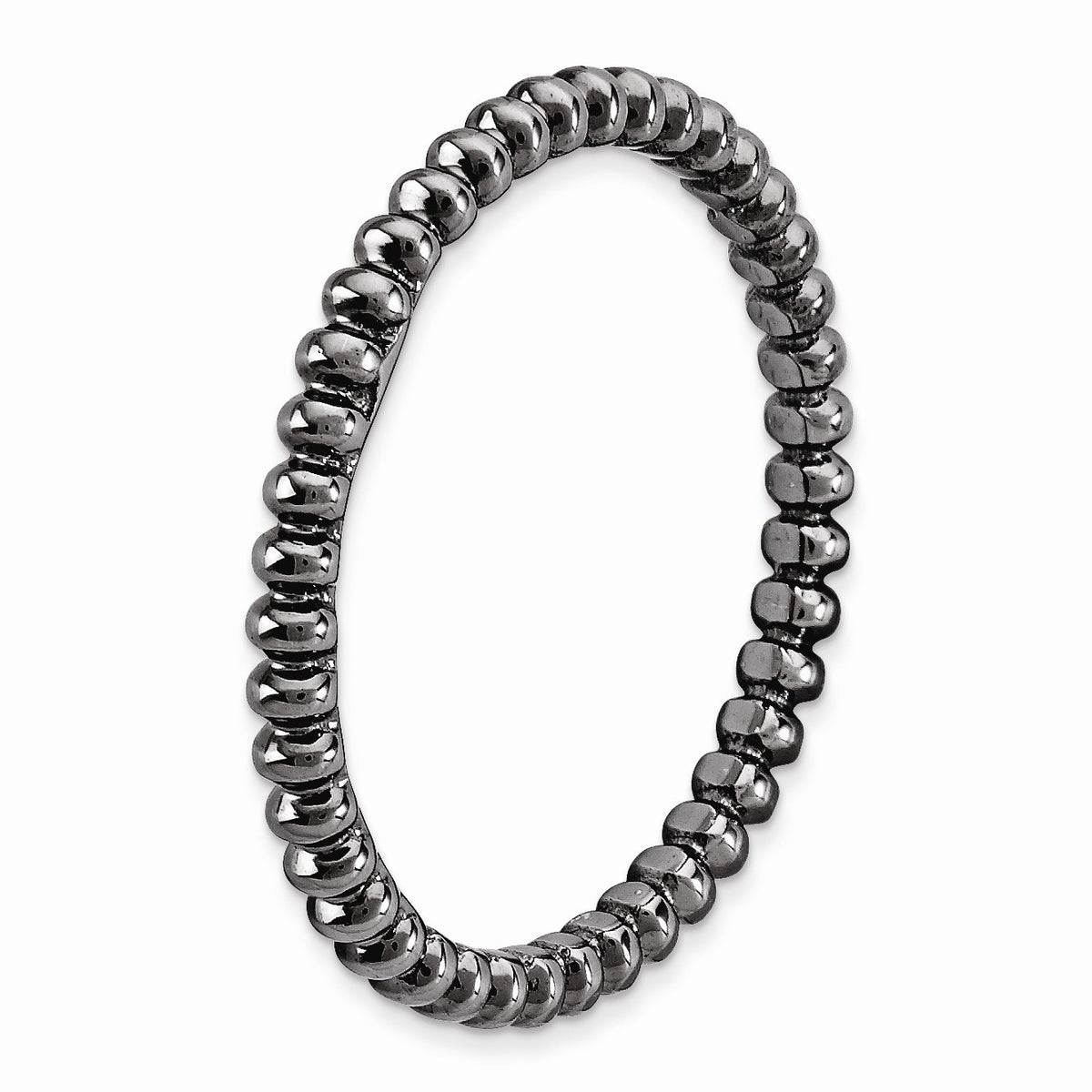 Alternate view of the 2.25mm Stackable Black Plated Silver Beaded Band Size 5 by The Black Bow Jewelry Co.