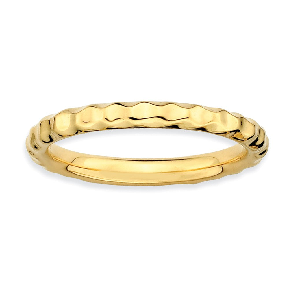 2.25mm Stackable 14K Yellow Gold Plated Silver Hammered Band, Item R9558 by The Black Bow Jewelry Co.