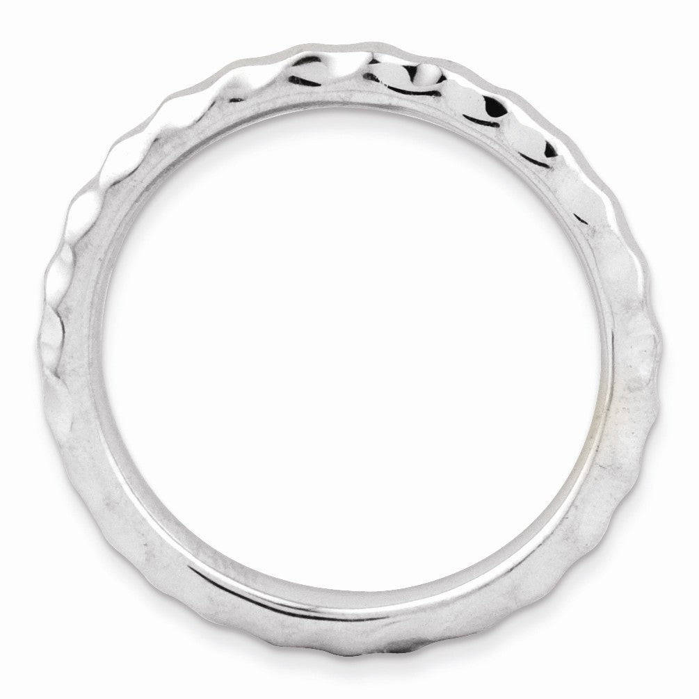 Alternate view of the 2.25mm Stackable Sterling Silver Hammered Band by The Black Bow Jewelry Co.