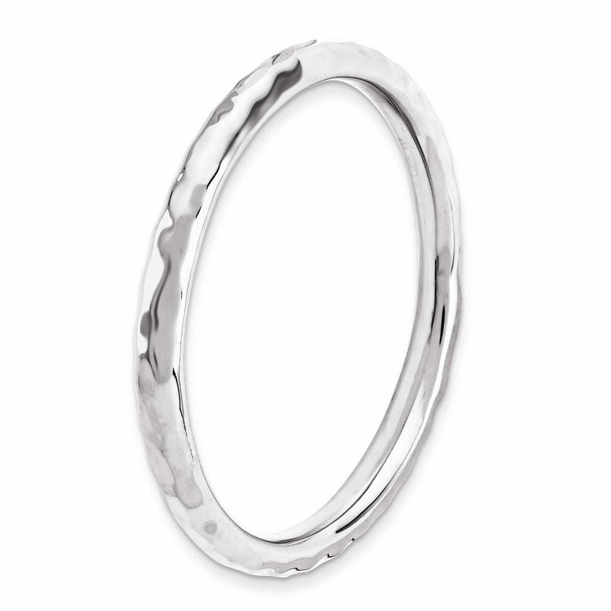 Alternate view of the 2.25mm Stackable Sterling Silver Hammered Band by The Black Bow Jewelry Co.