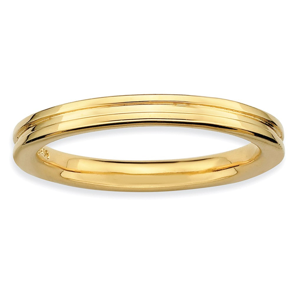 2.25mm Stackable 14K Yellow Gold Plated Silver Grooved Band, Item R9562 by The Black Bow Jewelry Co.