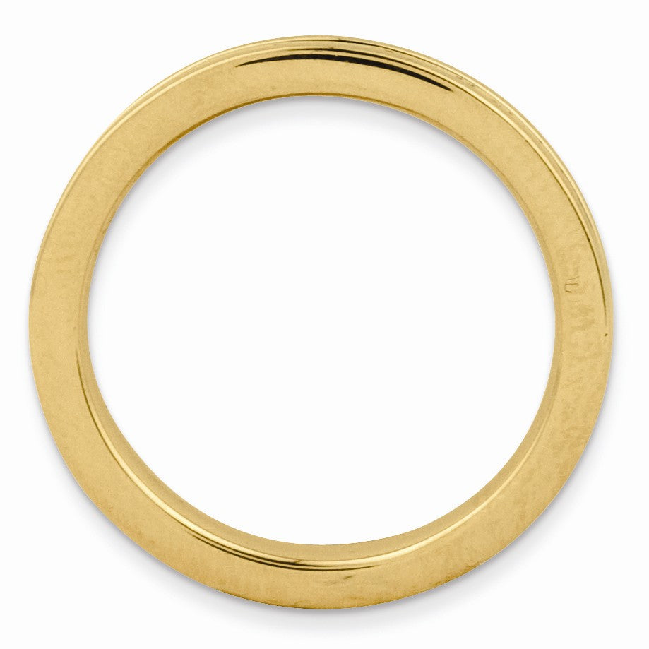 Alternate view of the 2.25mm Stackable 14K Yellow Gold Plated Silver Grooved Band by The Black Bow Jewelry Co.