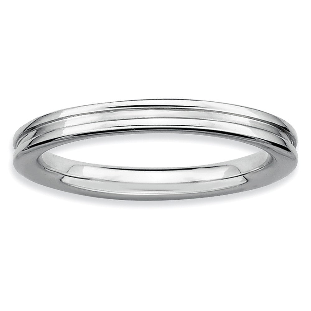 2.25mm Stackable Sterling Silver Grooved Band, Item R9563 by The Black Bow Jewelry Co.