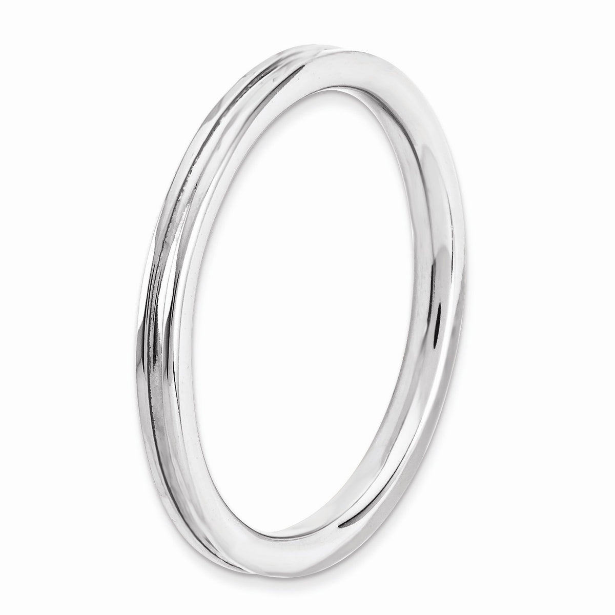 Alternate view of the 2.25mm Stackable Sterling Silver Grooved Band by The Black Bow Jewelry Co.