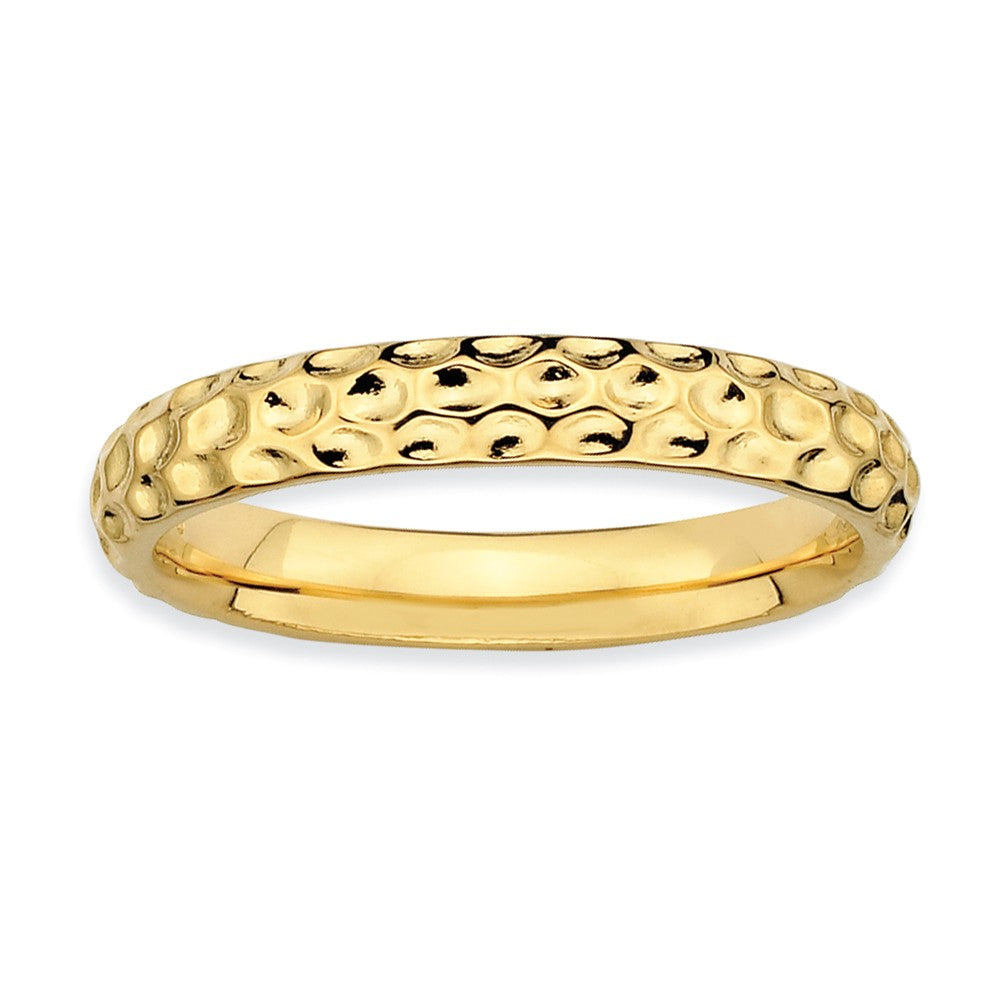 3.25mm Stackable Hammered 14K Yellow Gold Plated Silver Band, Item R9570 by The Black Bow Jewelry Co.
