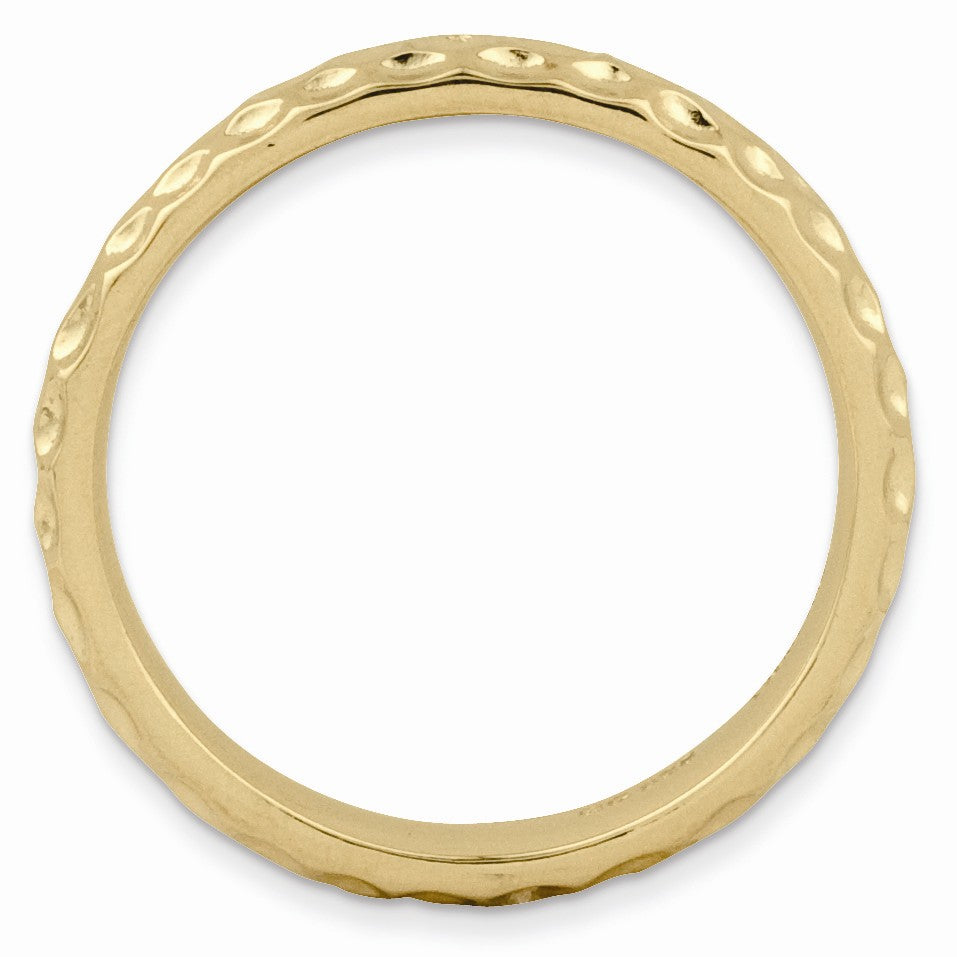 Alternate view of the 3.25mm Stackable Hammered 14K Yellow Gold Plated Silver Band by The Black Bow Jewelry Co.