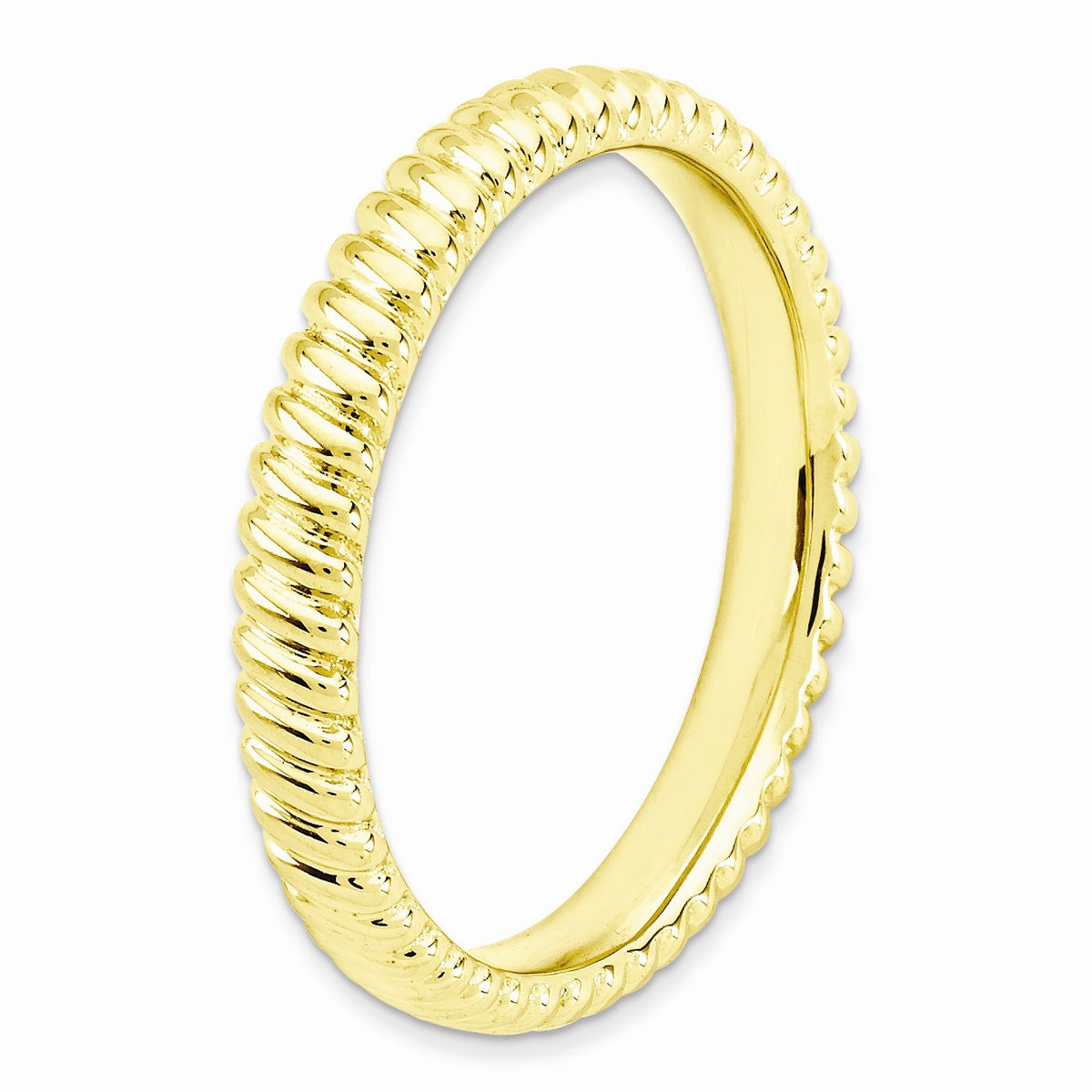 Alternate view of the 3.25mm Stackable 14K Yellow Gold Plated Silver Fluted Band by The Black Bow Jewelry Co.