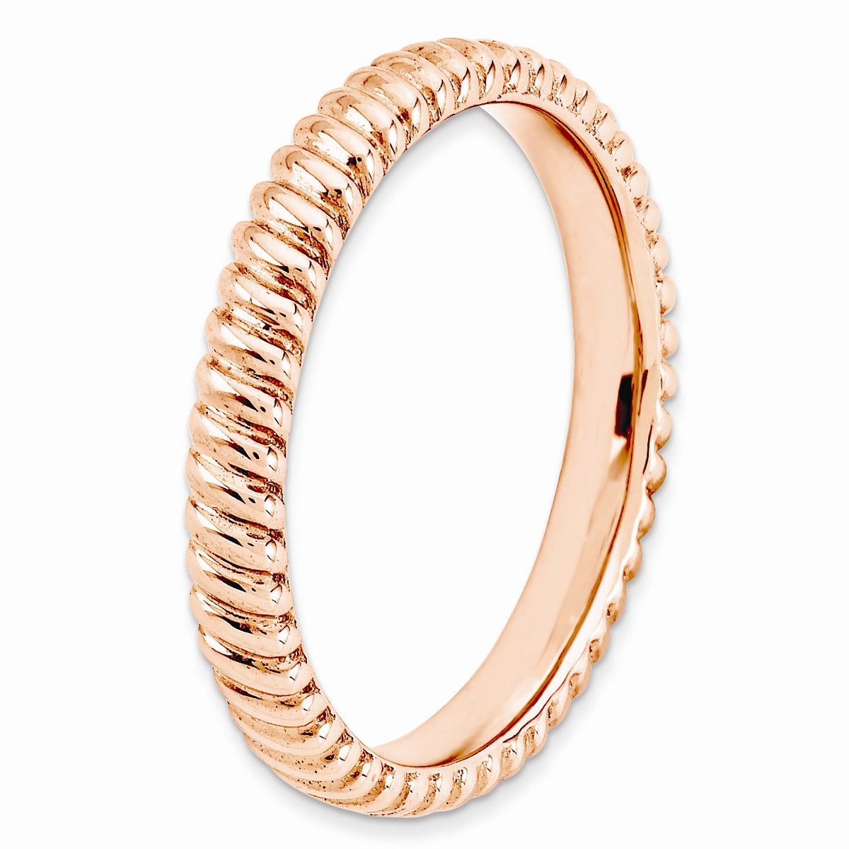 Alternate view of the 3.25mm Stackable 14K Rose Gold Plated Silver Fluted Band by The Black Bow Jewelry Co.