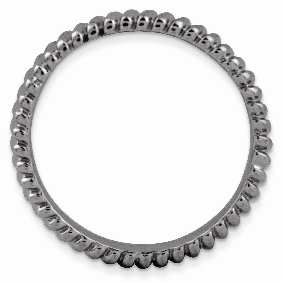 Alternate view of the 3.25mm Stackable Black Plated Silver Fluted Band by The Black Bow Jewelry Co.