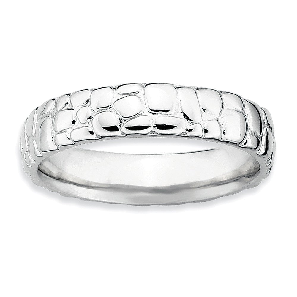 4.5mm Stackable Sterling Silver Cobblestone Band, Item R9583 by The Black Bow Jewelry Co.