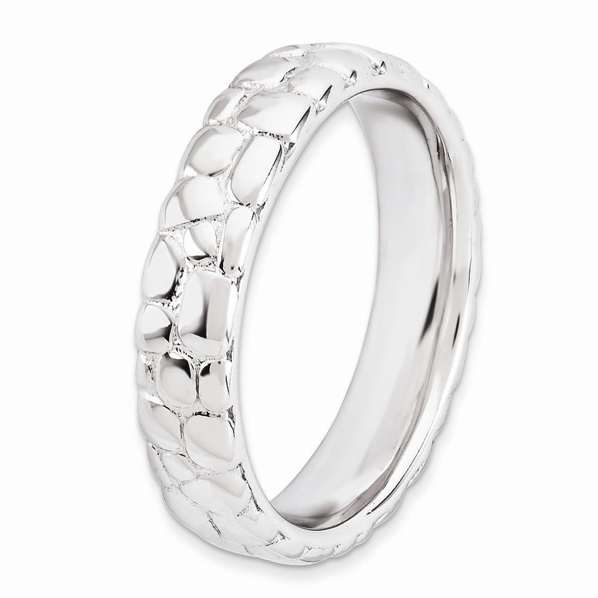 Alternate view of the 4.5mm Stackable Sterling Silver Cobblestone Band by The Black Bow Jewelry Co.