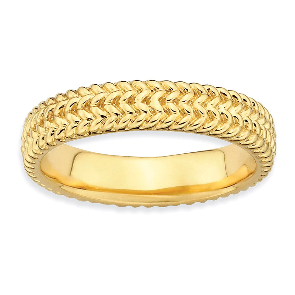 4.5mm Stackable 14K Yellow Gold Plated Silver Wheat Band, Item R9586 by The Black Bow Jewelry Co.